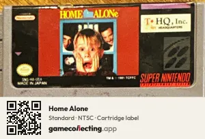 Home Alone Super Nintendo Entertainment System, NTSC cartridge label