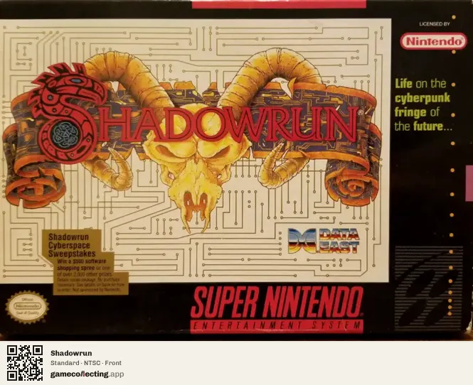 Shadowrun Super Nintendo Entertainment System, NTSC box front
