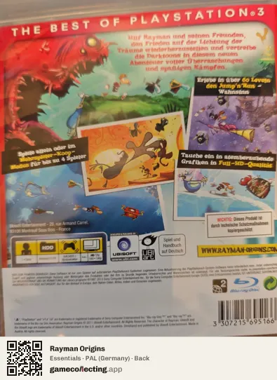 Rayman Origins PlayStation 3, Germany box back