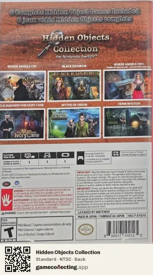 Hidden Objects Collection Nintendo Switch, NTSC box back