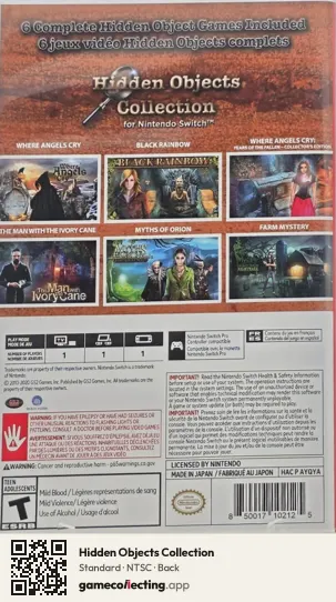Hidden Objects Collection Nintendo Switch, NTSC box back