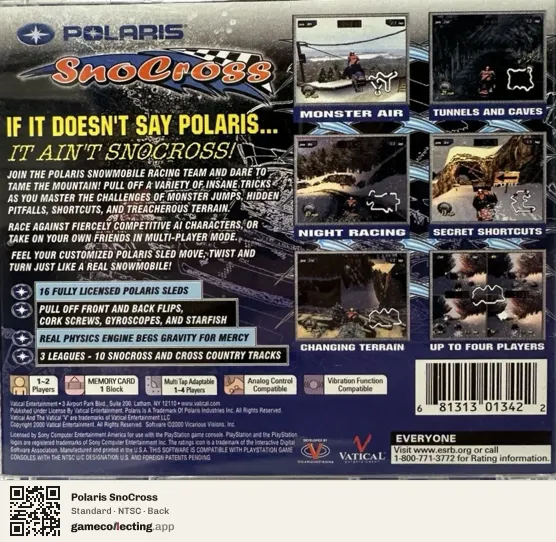 Polaris SnoCross PlayStation, NTSC box back