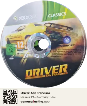 Driver: San Francisco Xbox 360, PAL disc