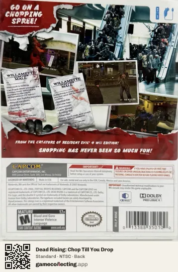 Dead Rising: Chop Till You Drop Nintendo Wii, NTSC box back