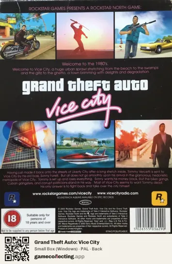 Grand Theft Auto: Vice City Computer, PAL box back