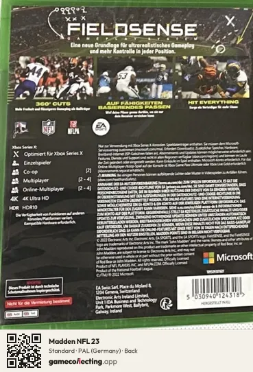 Madden NFL 23 Xbox Series X, Germany box back