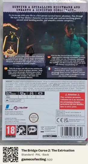 The Bridge Curse 2: The Extrication Nintendo Switch, PAL box back