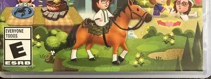 Miitopia, the ESRB box on its front