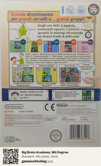 Big Brain Academy: Wii Degree Nintendo Wii, Italy box back