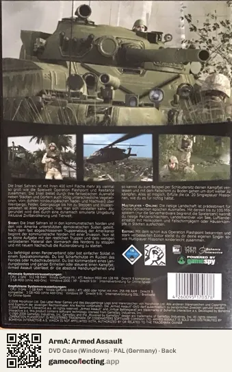 ArmA: Armed Assault Computer, Germany box back