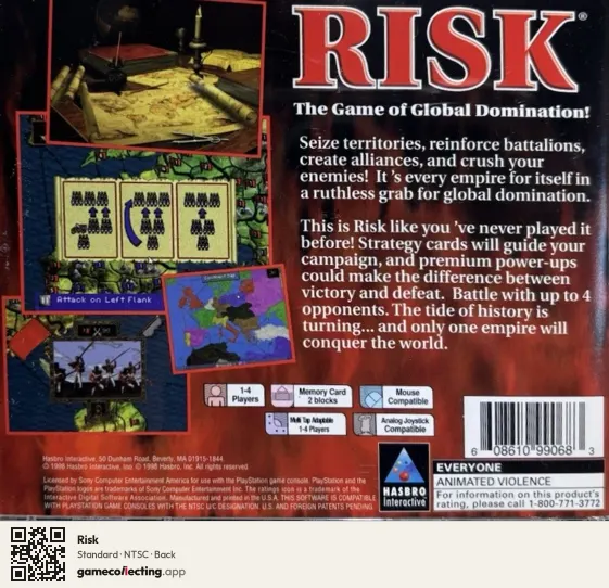 Risk PlayStation, NTSC box back