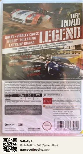 V-Rally 4 Nintendo Switch, Spain box back