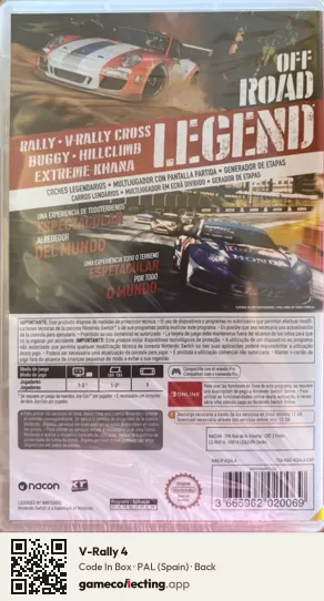 V-Rally 4 Nintendo Switch, Spain box back