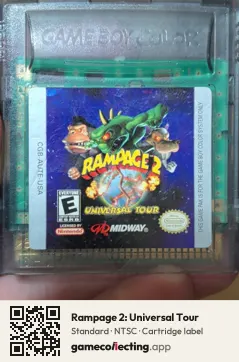 Rampage 2: Universal Tour Game Boy Color, NTSC cartridge label