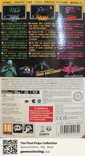 The Pixel Pulps Collection Nintendo Switch, PAL box back