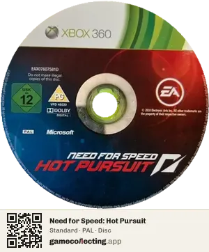 Need for Speed: Hot Pursuit Xbox 360, PAL disc