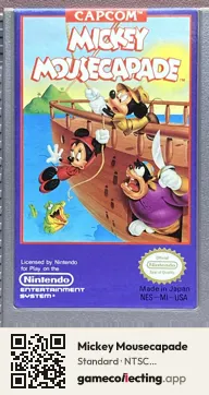 Mickey Mousecapade Nintendo Entertainment System, NTSC cartridge label