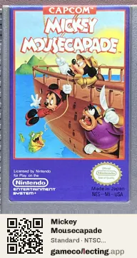 Mickey Mousecapade Nintendo Entertainment System, NTSC cartridge label