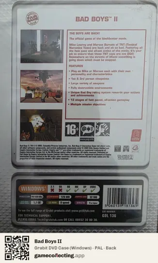 Bad Boys II Computer, PAL box back