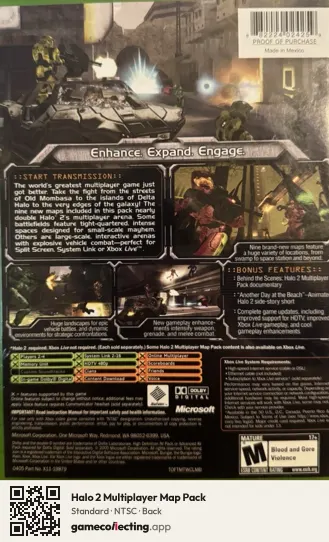 Halo 2 Multiplayer Map Pack Xbox, NTSC box back