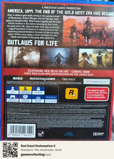 Red Dead Redemption 2 PlayStation 4, Australia box back