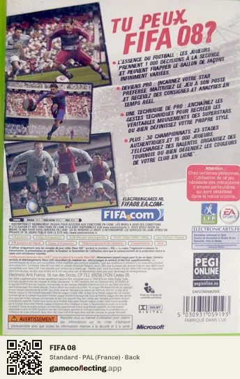 FIFA 08 Xbox 360, France box back