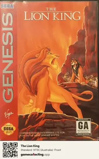 The Lion King Sega Mega Drive / Genesis, Australia box front