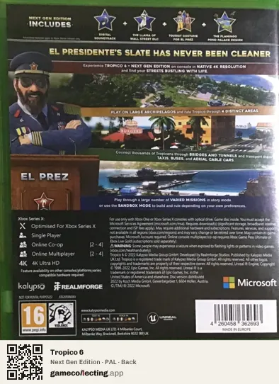 Tropico 6 Xbox Series X, PAL box back