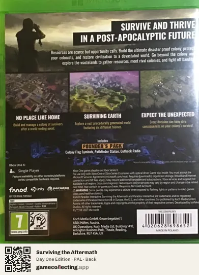 Surviving the Aftermath Xbox One, PAL box back