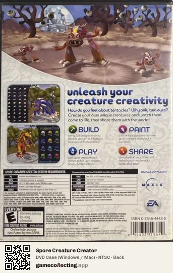 Spore Creature Creator Computer, NTSC box back
