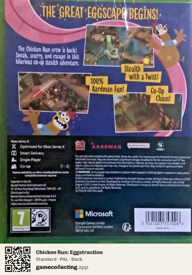 Chicken Run: Eggstraction Xbox Series X, PAL box back