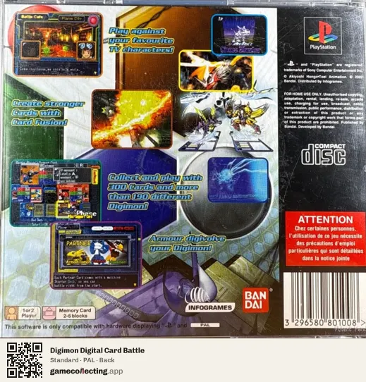 Digimon Digital Card Battle PlayStation, PAL box back