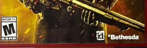 Doom, the ESRB box on its front