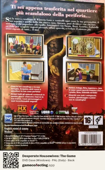 Desperate Housewives: The Game Computer, Italy box back