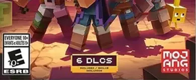 Minecraft Dungeons, the ESRB box on its front