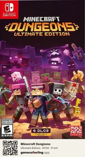 Minecraft Dungeons Nintendo Switch, NTSC box front