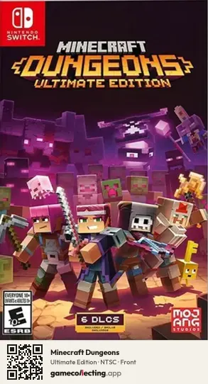 Minecraft Dungeons Nintendo Switch, NTSC box front