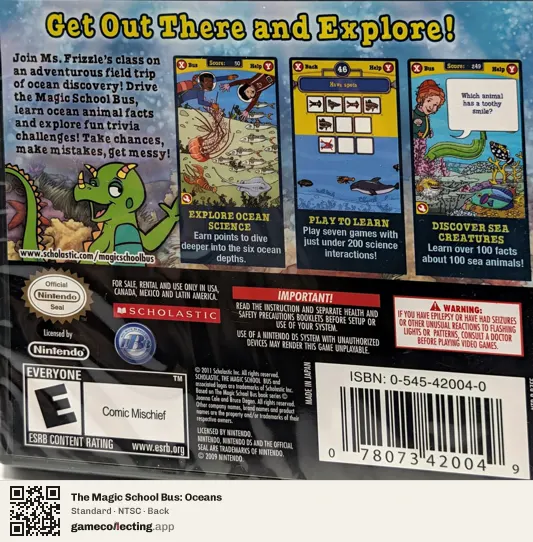 The Magic School Bus: Oceans Nintendo DS, NTSC box back