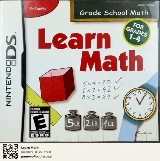 Learn Math Nintendo DS, NTSC box front