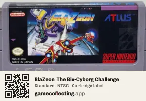 BlaZeon: The Bio-Cyborg Challenge Super Nintendo Entertainment System, NTSC cartridge label