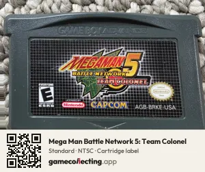 Mega Man Battle Network 5: Team Colonel Game Boy Advance, NTSC cartridge label