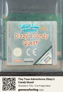 Tiny Toon Adventures: Dizzy's Candy Quest Game Boy Color, PAL cartridge label