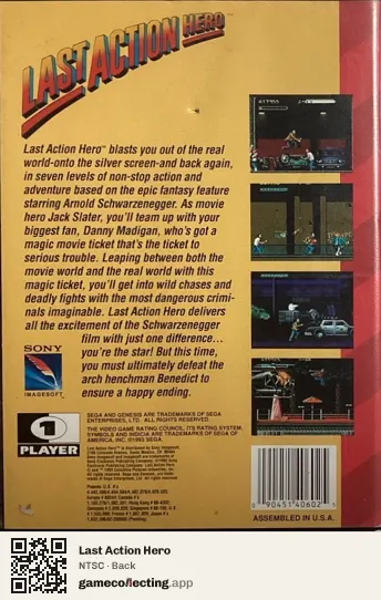 Last Action Hero Sega Mega Drive / Genesis, NTSC box back