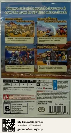 My Time at Sandrock Nintendo Switch, NTSC box back