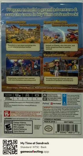 My Time at Sandrock Nintendo Switch, NTSC box back