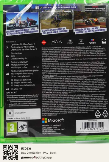 RIDE 6 Xbox Series X, PAL box back