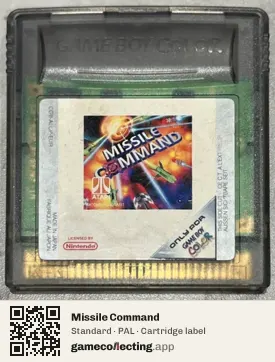 Missile Command Game Boy Color, PAL cartridge label
