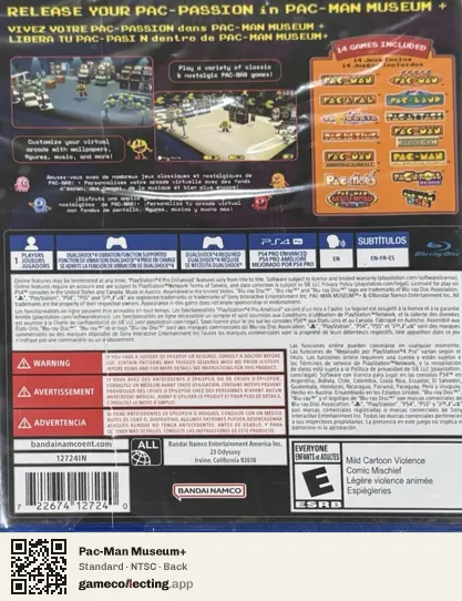 Pac-Man Museum+ PlayStation 4, NTSC box back