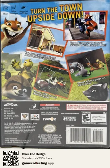 Over the Hedge Nintendo GameCube, NTSC box back