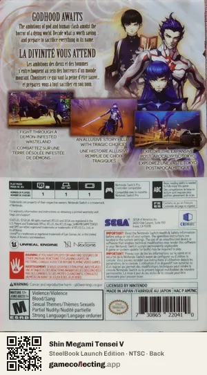 Shin Megami Tensei V Nintendo Switch, NTSC box back